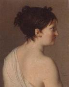 Elise Bruyere Study of a young woman,half-length,in profile,wearing a white robe oil